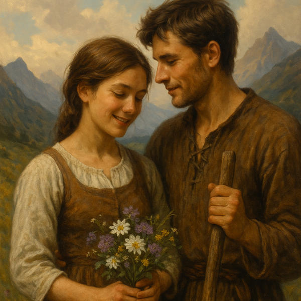 Ben und Karla in den Bergen – eine liebevolle Szene aus dem Eloan-Universum.
